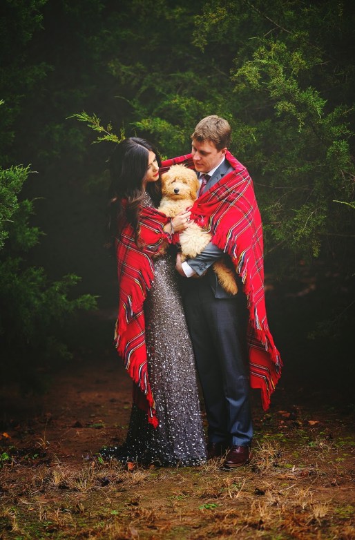 emily ann gemma christmas card, christmas card idea for couples, christmas card idea with puppy