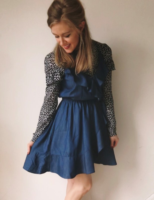 Zuna Apparel Chambray Dress #zunaapparel #ruffles #wrapdress #spring2018