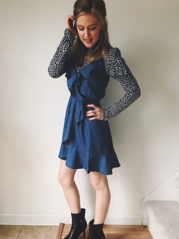 Zuna Apparel Chambray Dress #zunaapparel #ruffles #wrapdress #spring2018