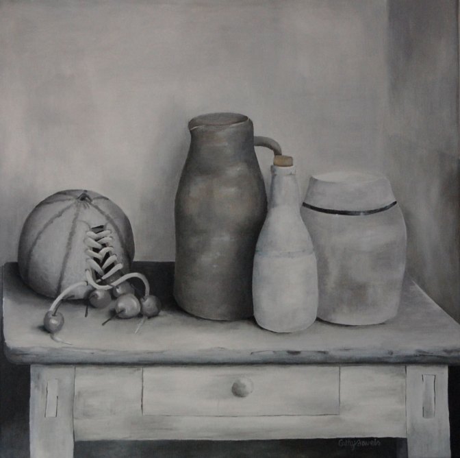 monochrome gray still life