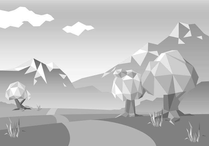 vector image of trees and mountains